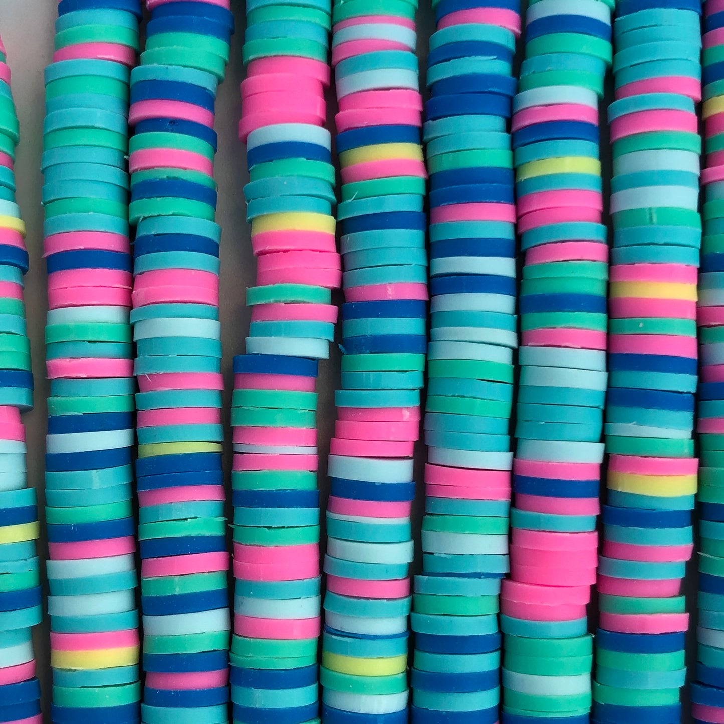 Polymer Clay Beads 6mm Mixed Round Donut Disc Bead Blue Jewellery Making Beads 40cm Pink Strand Bead