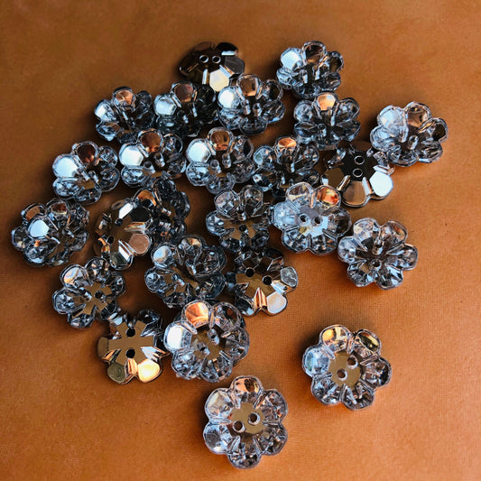 Silver Mirror Flower Shape Buttons