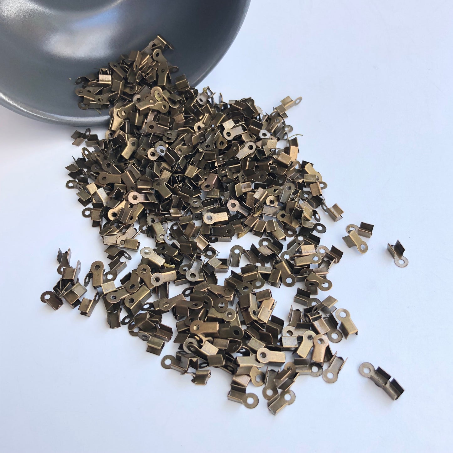 Bronze Cord Ends 9mm x 4mm Flat Folding Metal End Findings 100 pieces