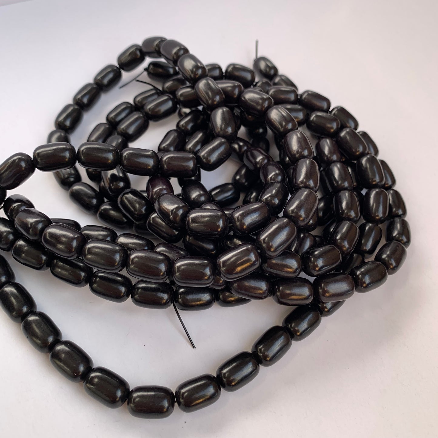Gemstone Bead Black 12x8mm Oval Drum Shape Strand Jewellery Craft - 32X Pieces
