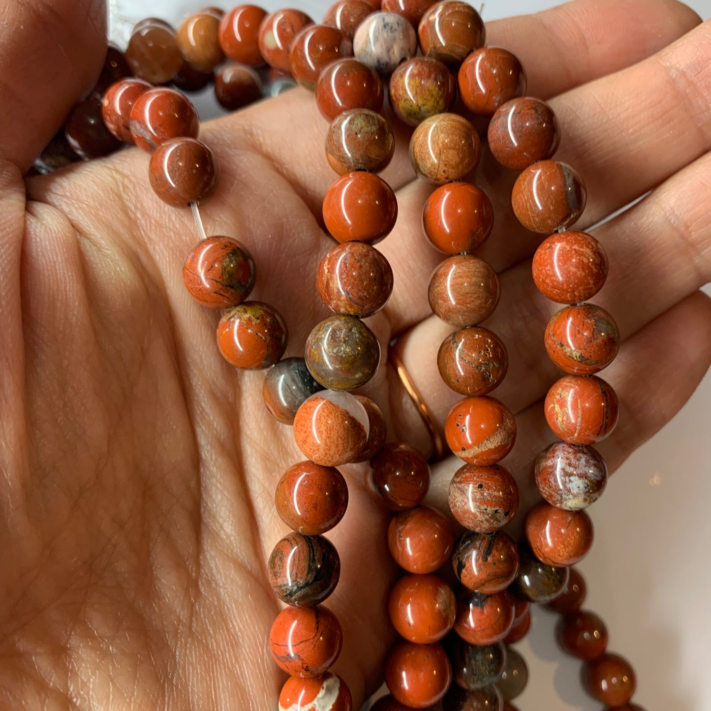 8mm Red Jasper Round Gemstone Strand Beads Jewellery Craft Bead 22pcs