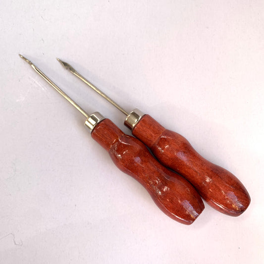 Hook Awl with Wooden Handle Sewing Stitching Craft Leather Tool - 1pcs