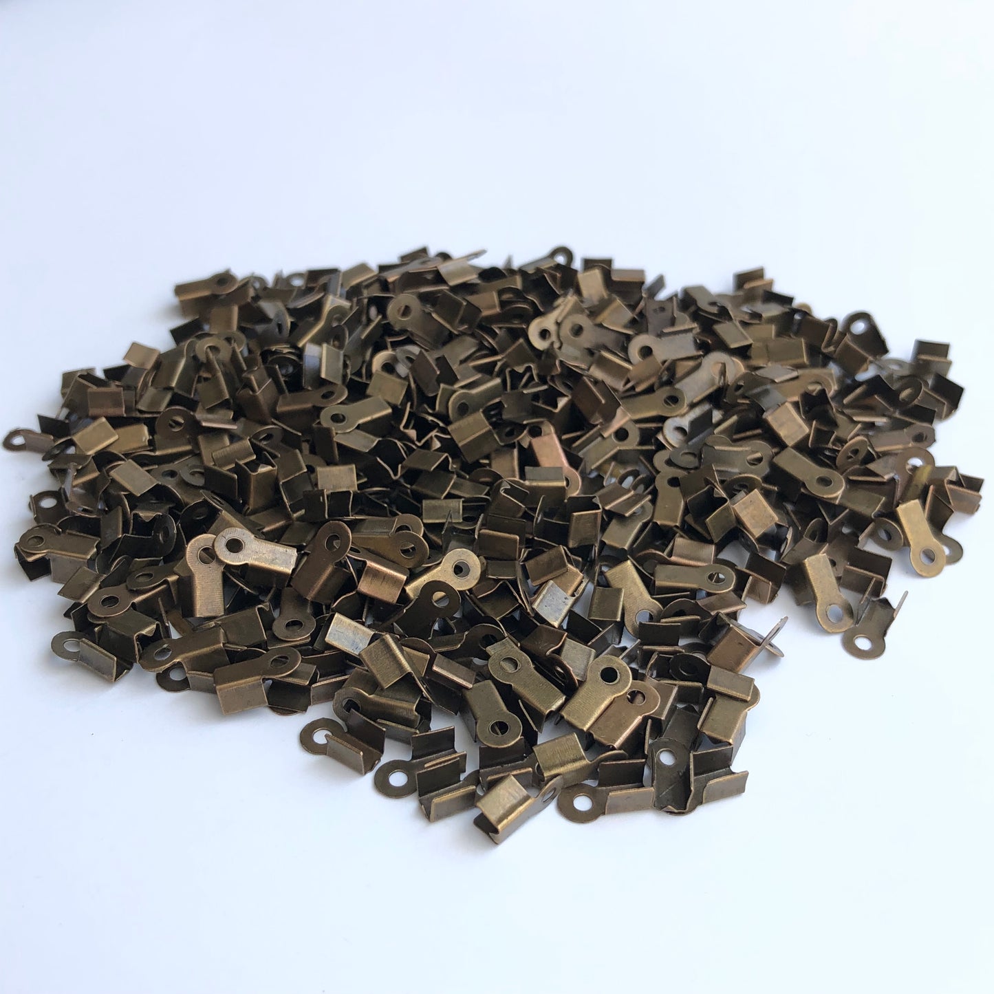 Bronze Cord Ends 9mm x 4mm Flat Folding Metal End Findings 100 pieces