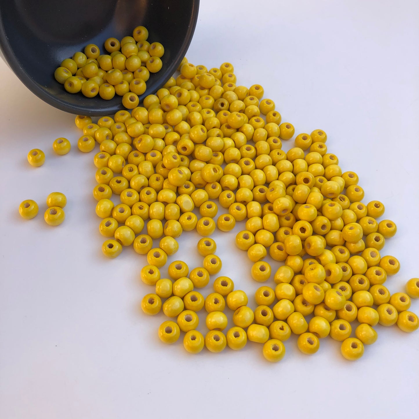 Yellow Wood Bead 8.5mm Round Craft Spacer Beads 150 Pieces