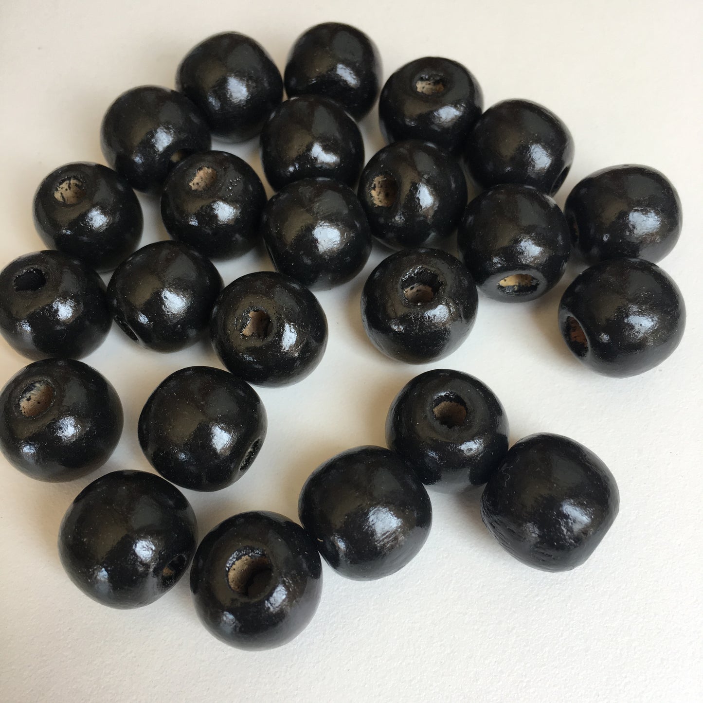 Black Macrame Wood Bead 16mm Round Chunky Wooden Craft Bead 25 Pieces