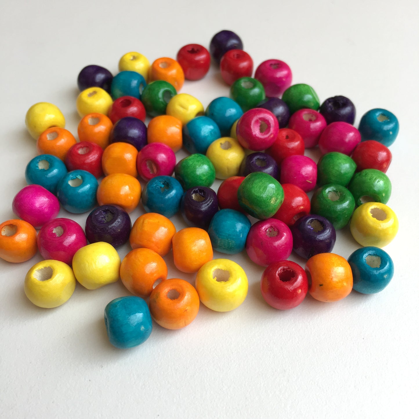 Mixed Rainbow Wood Beads 10mm Round DIY Necklace Bracelet Wooden Bead 100 Pieces