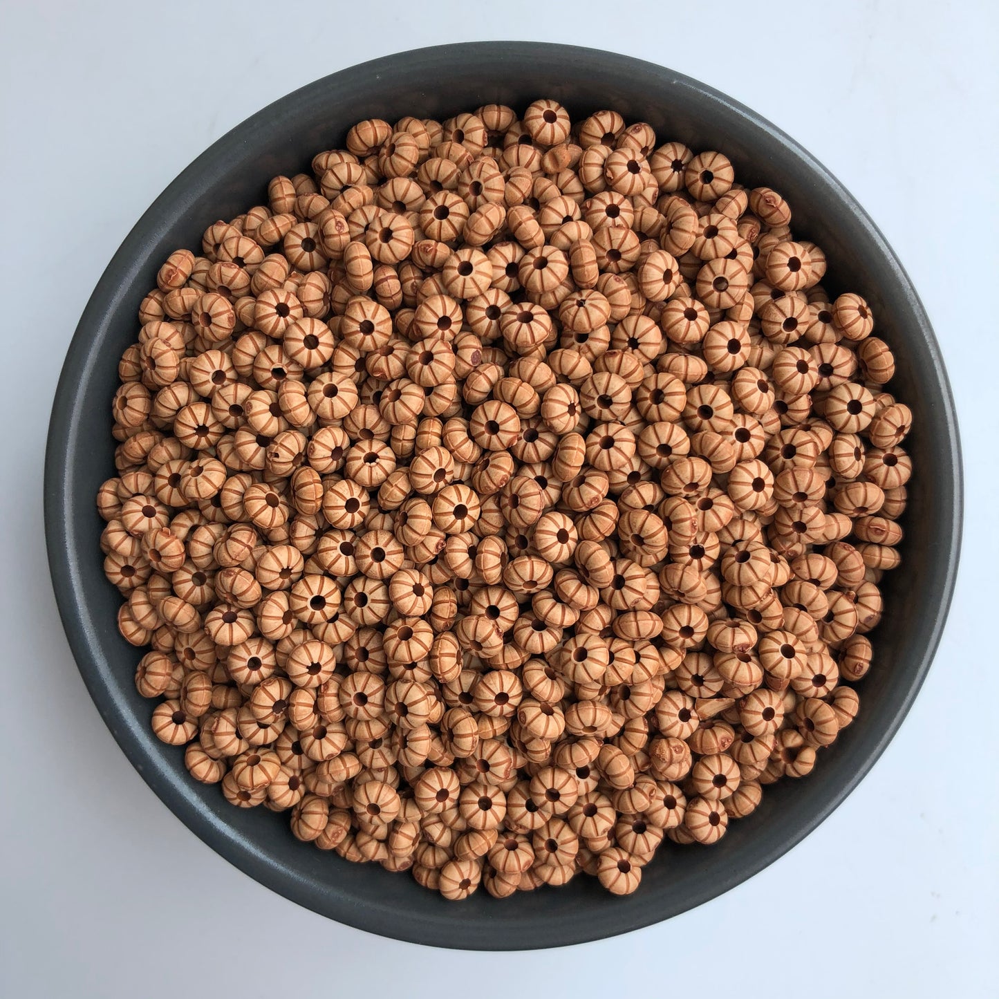 250X Spacer Beads 5.5mm Rondelle Flower Pattern Acrylic Plastic Tan Brown Bead