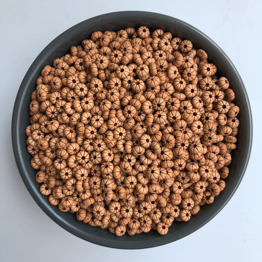 250X Spacer Beads 5.5mm Rondelle Flower Pattern Acrylic Plastic Tan Brown Bead