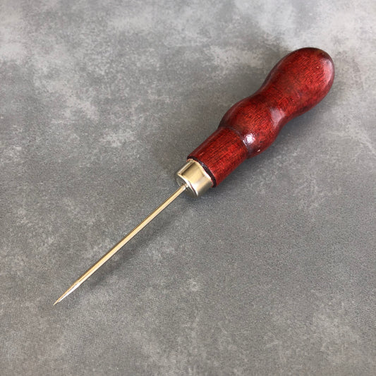 Awl with Wooden Handle Sewing Stitching Leather Tool - 1pcs