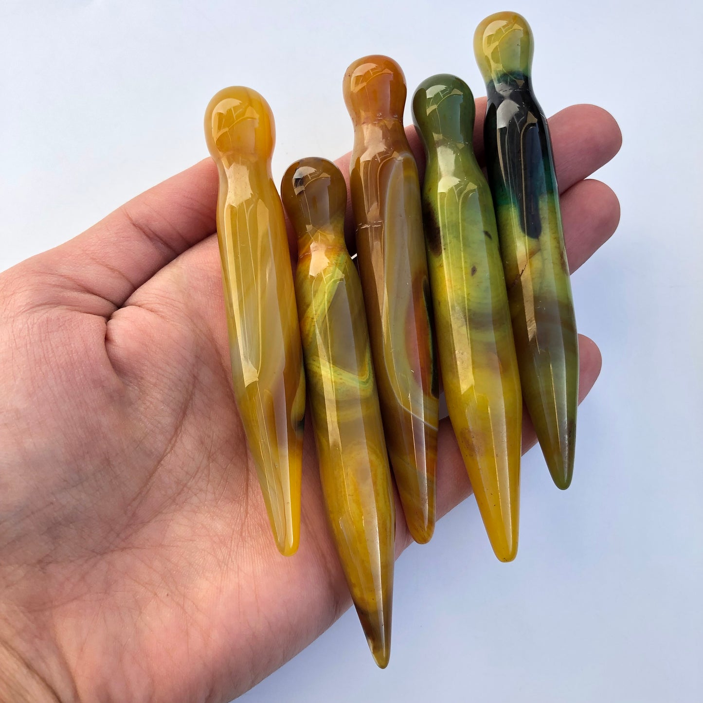 Natural Agate Gemstone Crystal Column Gua Sha Pendant Undrilled Wand 95mm - 1 piece