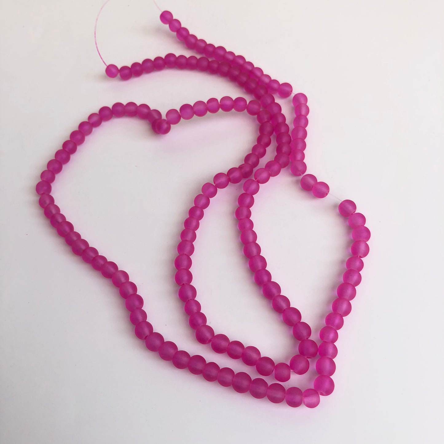 Magenta Frosted Glass Beads 6mm Round DIY Bracelet Necklace Bead 135 Piece Strand