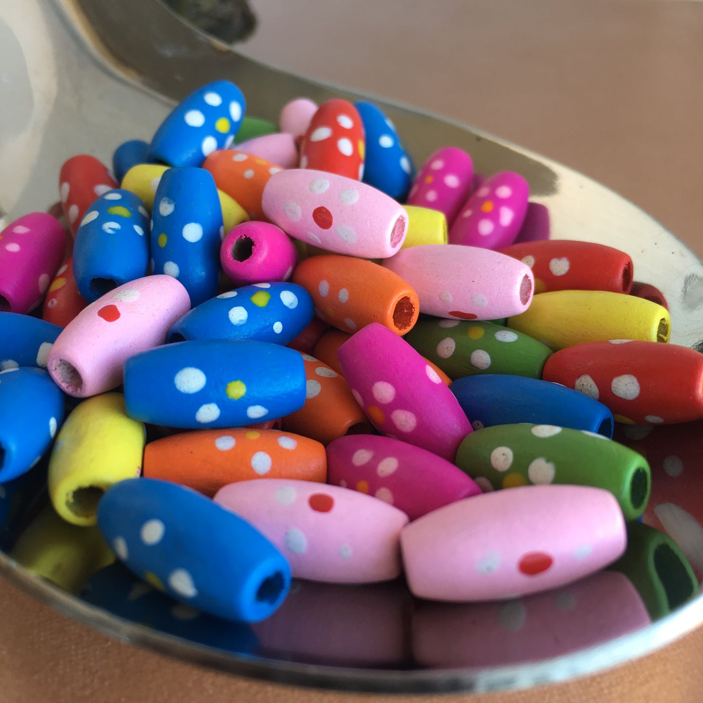 Mixed Floral Wooden Beads 15x7mm Oval Rice Wood Craft Bead 50 Pieces