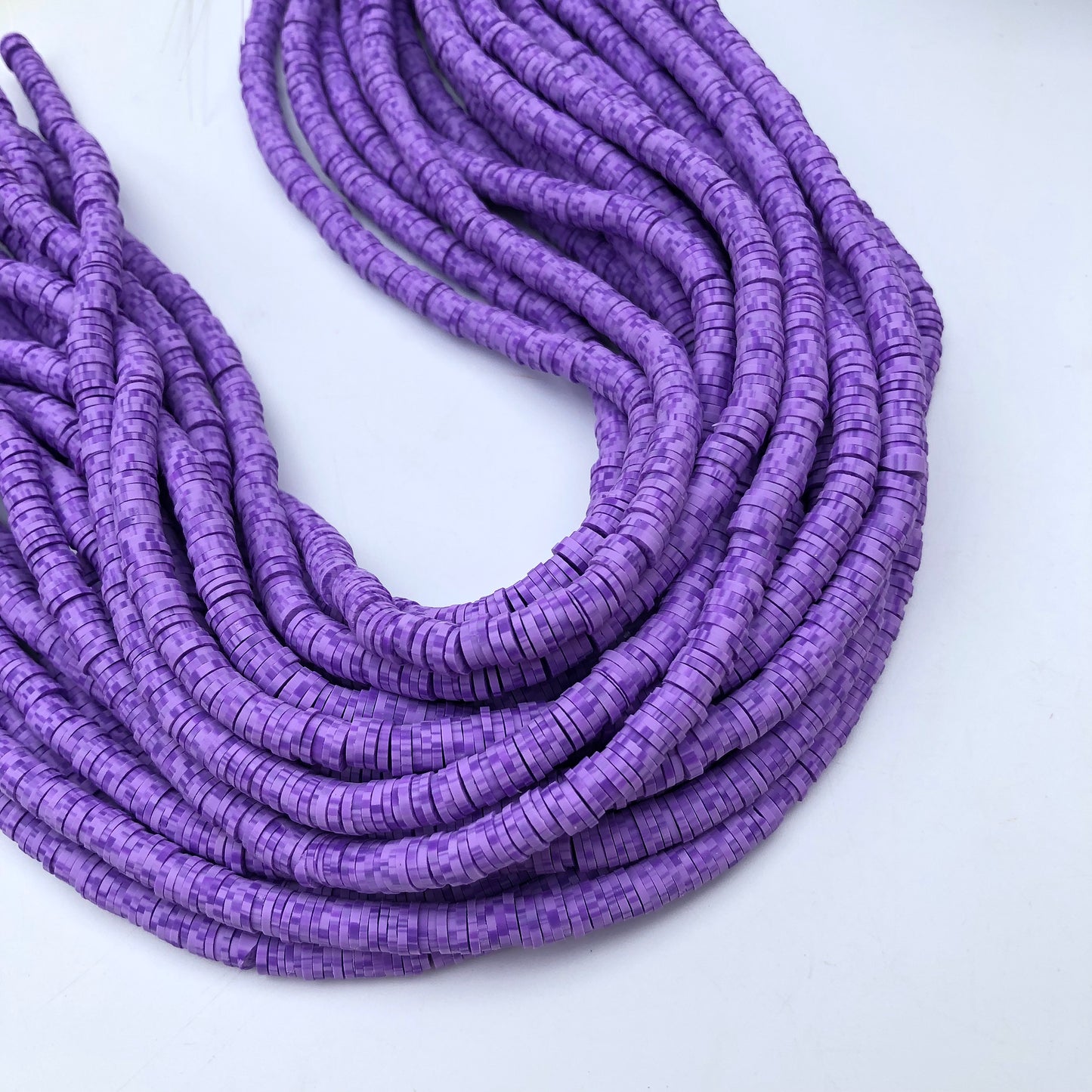 Polymer Clay Beads 6mm Light Purple Round Donut Disc Bead Jewellery Making Beads 38cm Strand Bead