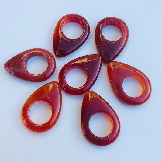 Carnelian Crystal Pendant Gemstone 30x20mm Fiery Red Tear Drop DIY Craft Pendants - 1 Piece