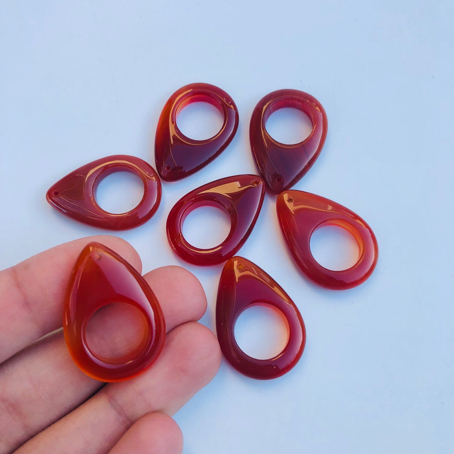 Carnelian Crystal Pendant Gemstone 30x20mm Fiery Red Tear Drop DIY Craft Pendants - 1 Piece