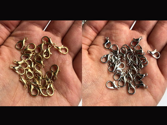 20X Pieces Lobster Clasp, Silver Clasp, Gold, Clasp, Jewellery Making Findings 12x6mm Alloy Metal Clasp