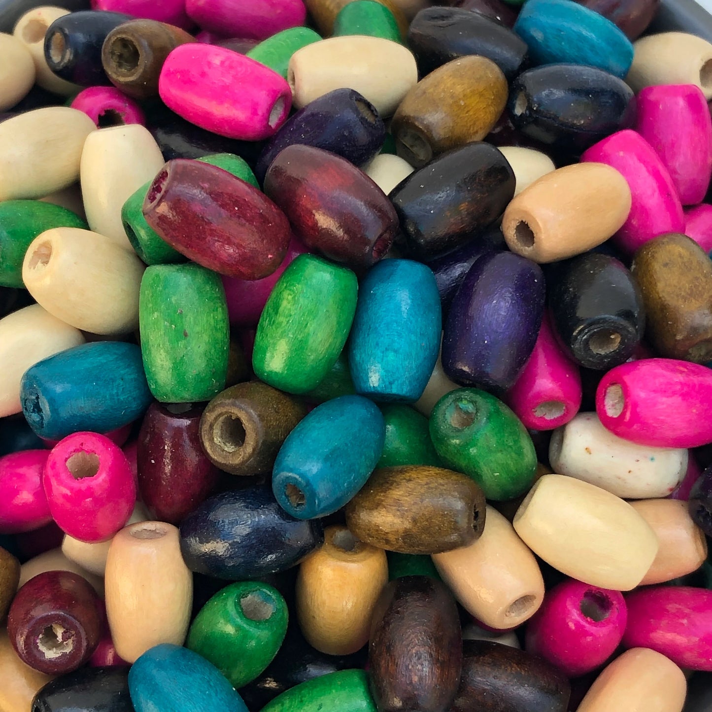 Mixed Wood Bead 12x8mm Oval Barrel Shaped Craft Beads 100 Pieces