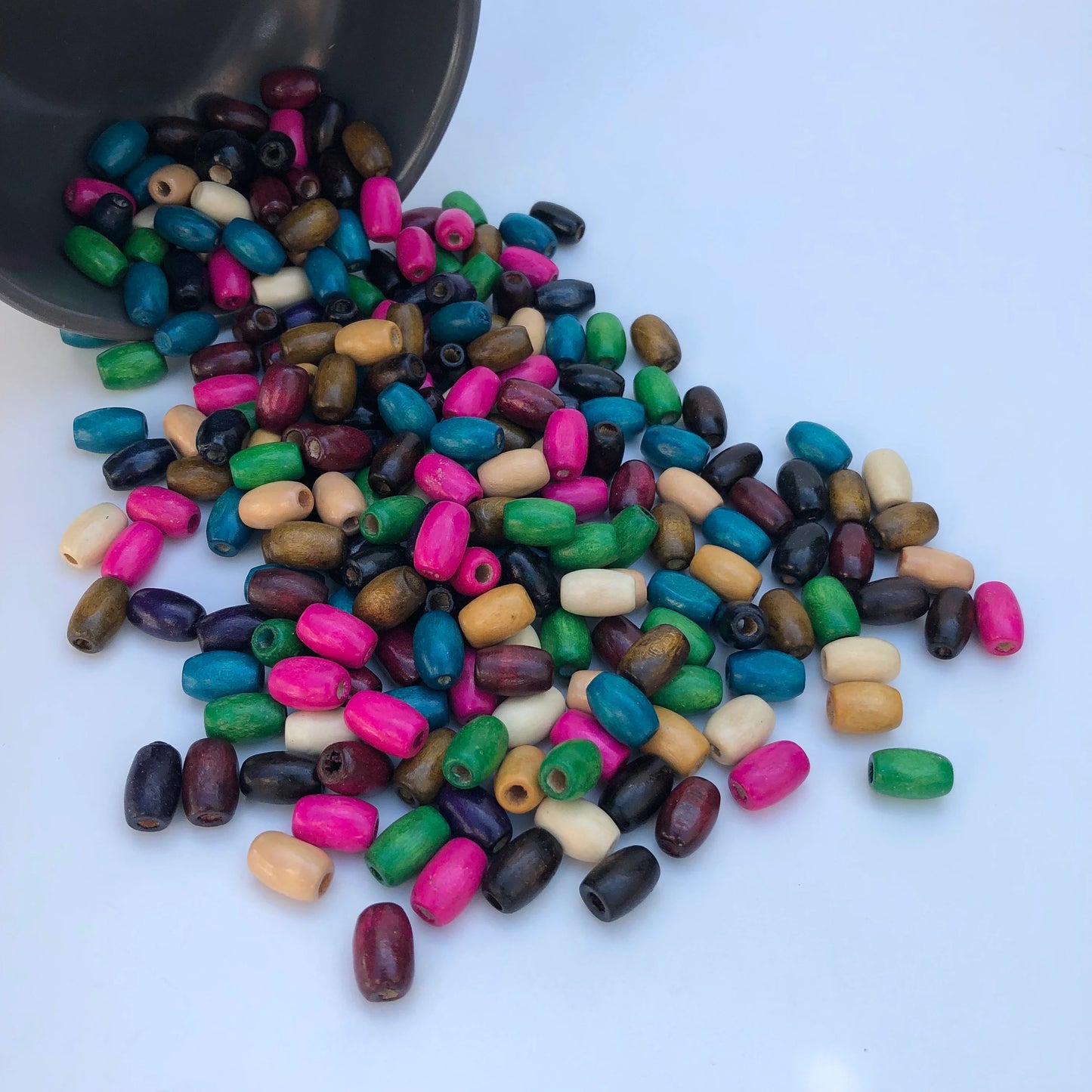 Mixed Wood Bead 12x8mm Oval Barrel Shaped Craft Beads 100 Pieces