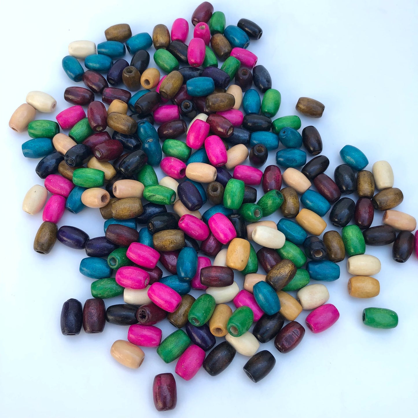 Mixed Wood Bead 12x8mm Oval Barrel Shaped Craft Beads 100 Pieces