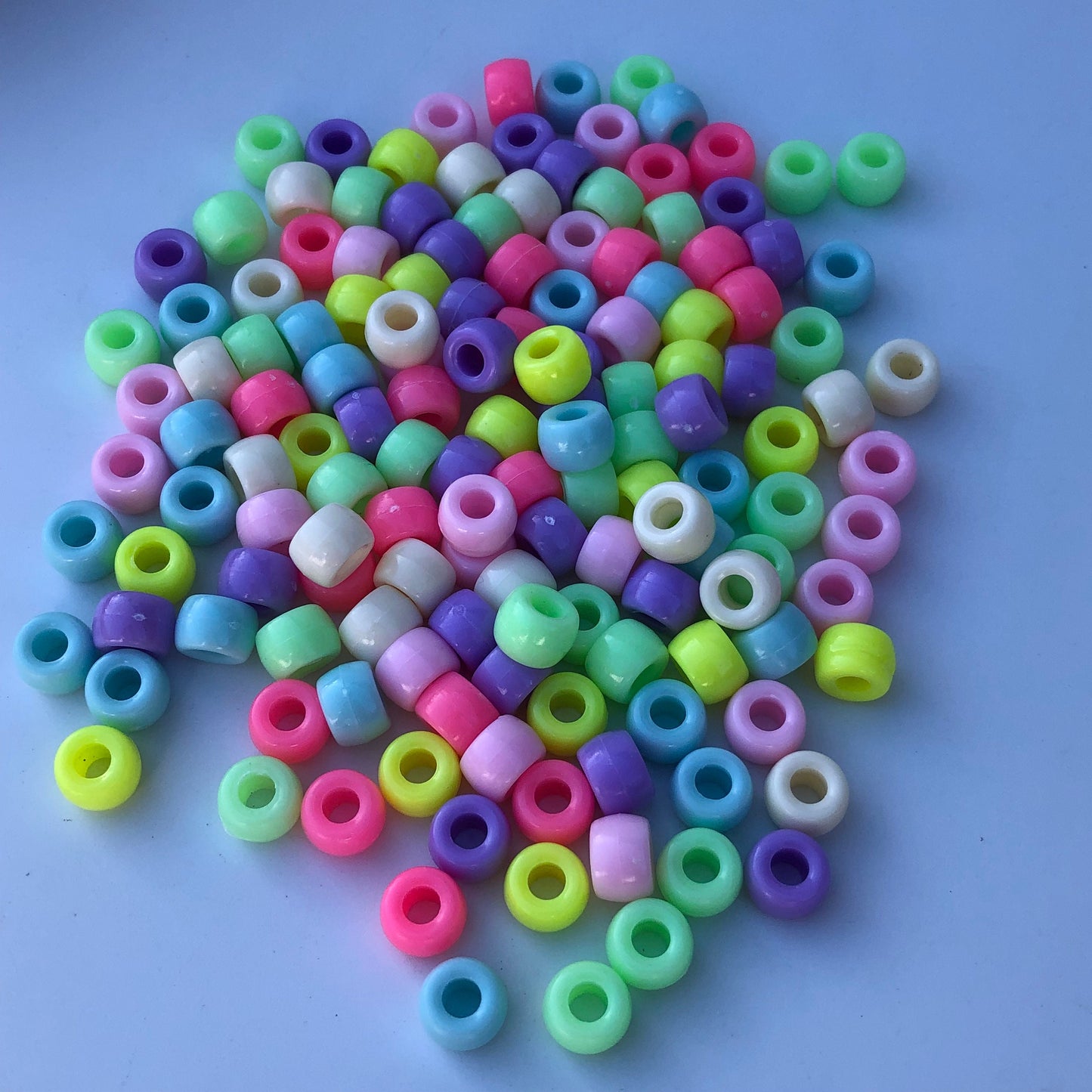 Plastic Pony Beads 9x6mm Mixed Pastel Colour Bead Kids Craft Bead 3.8mm Hole 100pcs