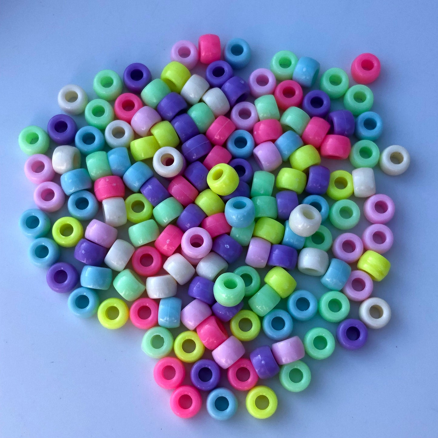 Plastic Pony Beads 9x6mm Mixed Pastel Colour Bead Kids Craft Bead 3.8mm Hole 100pcs