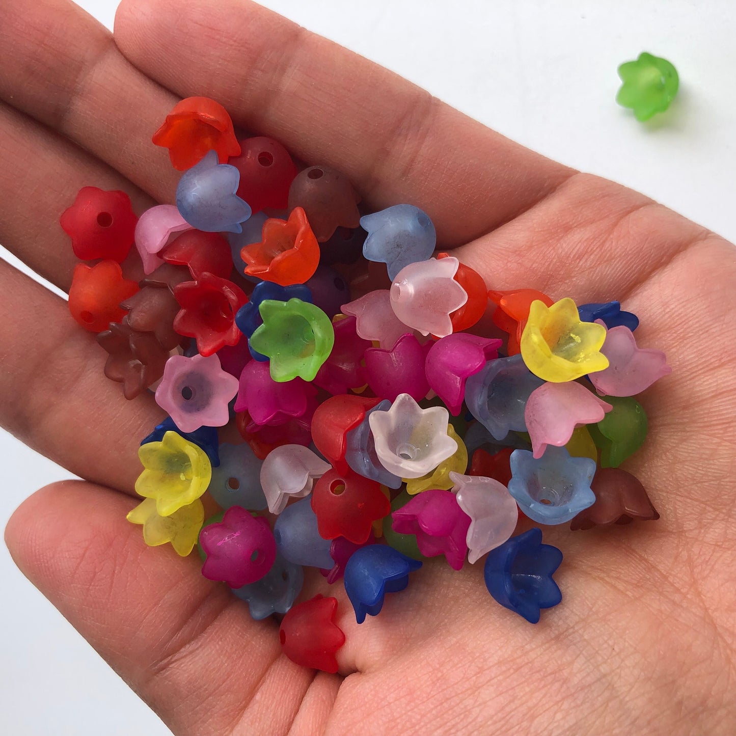 Mixed Floral Bead Caps 10mm Jewellery Making Rainbow Flower End Cap Frosted Charm 50pcs