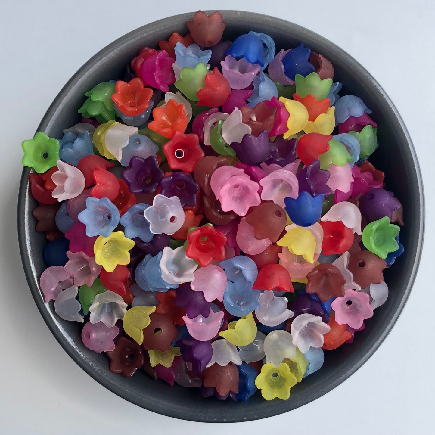 Mixed Floral Bead Caps 10mm Jewellery Making Rainbow Flower End Cap Frosted Charm 50pcs