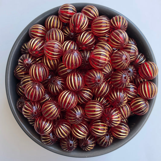 Frosted red and gold pumpkin beads for necklaces and jewellery