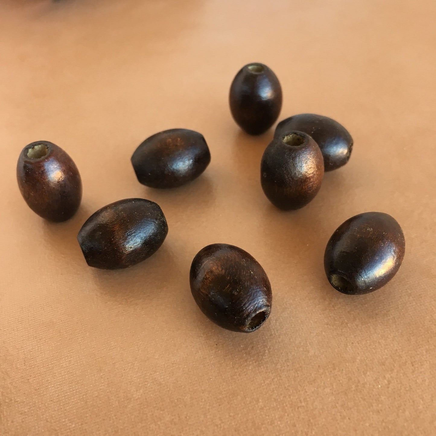 25pcs Natural Wood Bead, Oval Barrel Shape Wooden Beads, Dyed Dark Coffee Brown 17mm Bead