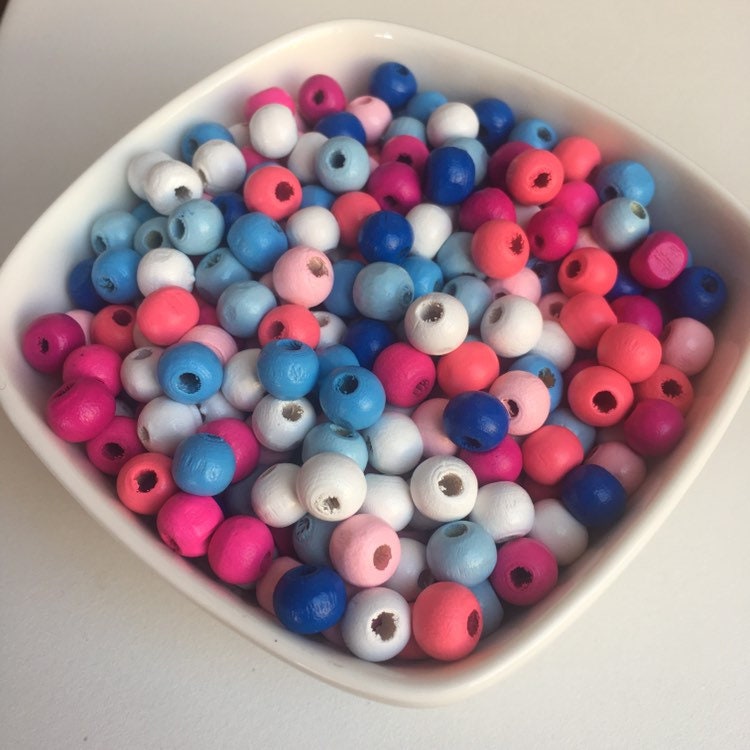 Mixed Pastel Colour Wood Beads 8mm Round Wooden Jewellery Making Bead 100 Pieces