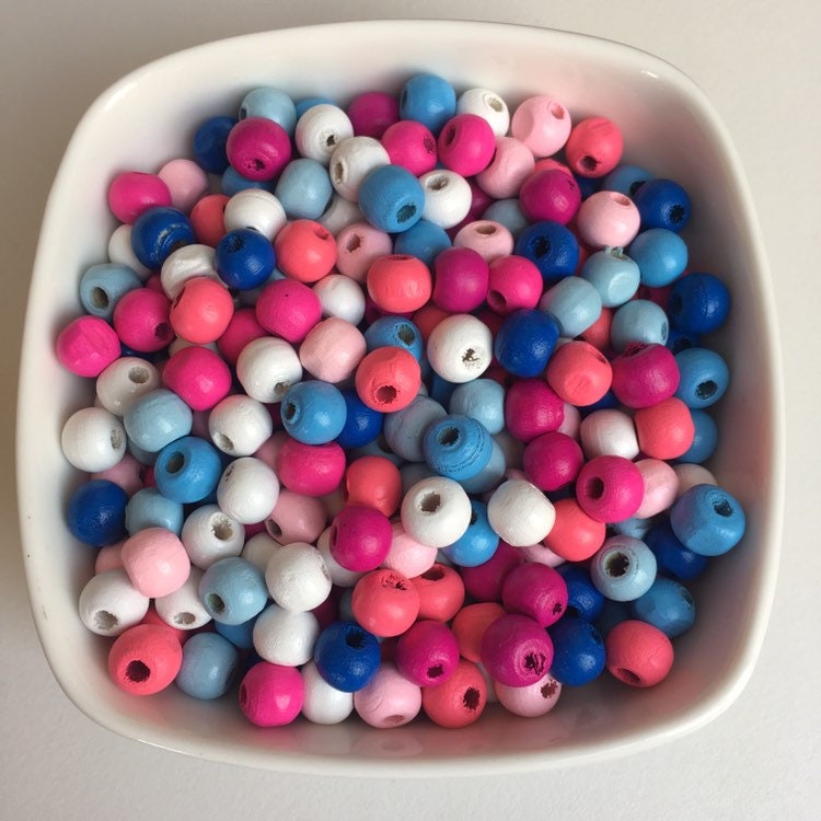 Mixed Pastel Colour Wood Beads 8mm Round Wooden Jewellery Making Bead 100 Pieces