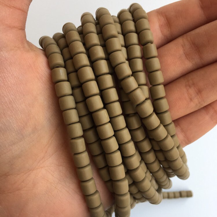 65pcs per Strand Clay Polymer 6mm Khaki Brown Tube Beads 40cm Strand