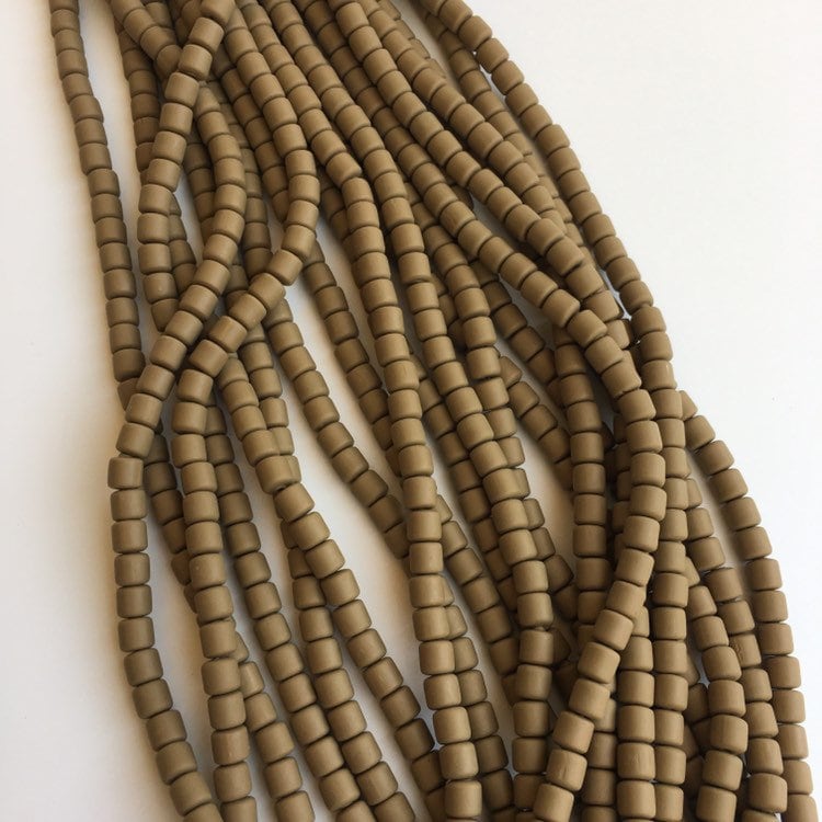 65pcs per Strand Clay Polymer 6mm Khaki Brown Tube Beads 40cm Strand