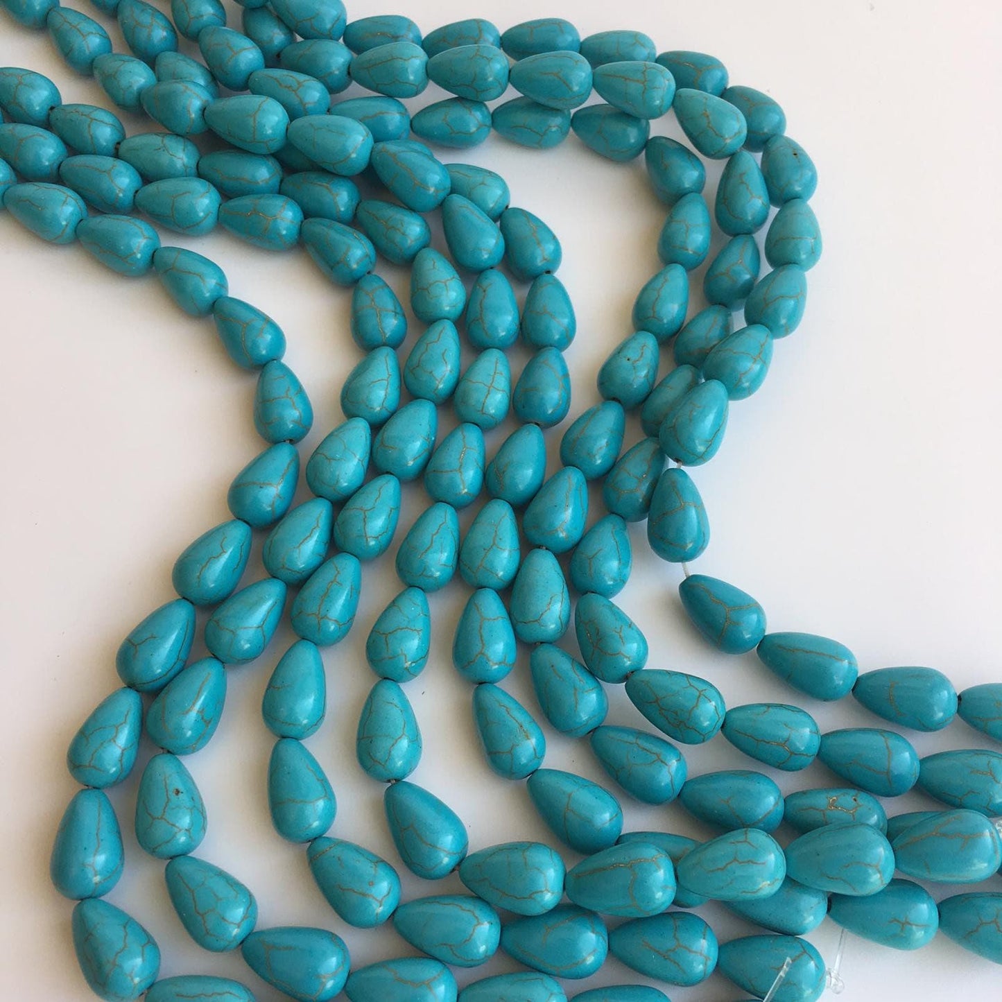 Antique Turquoise Blue Bead 11mm Teardrop Gemstone Beads Strand DIY Jewellery Craft Bead 33pcs