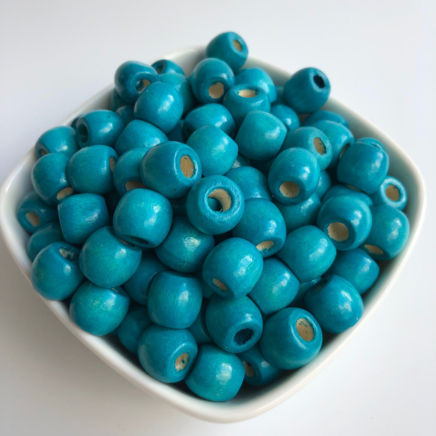 Turquoise Blue Macrame Wood Beads 12mm Drum Wooden Dreadlock Bead 50 Pieces