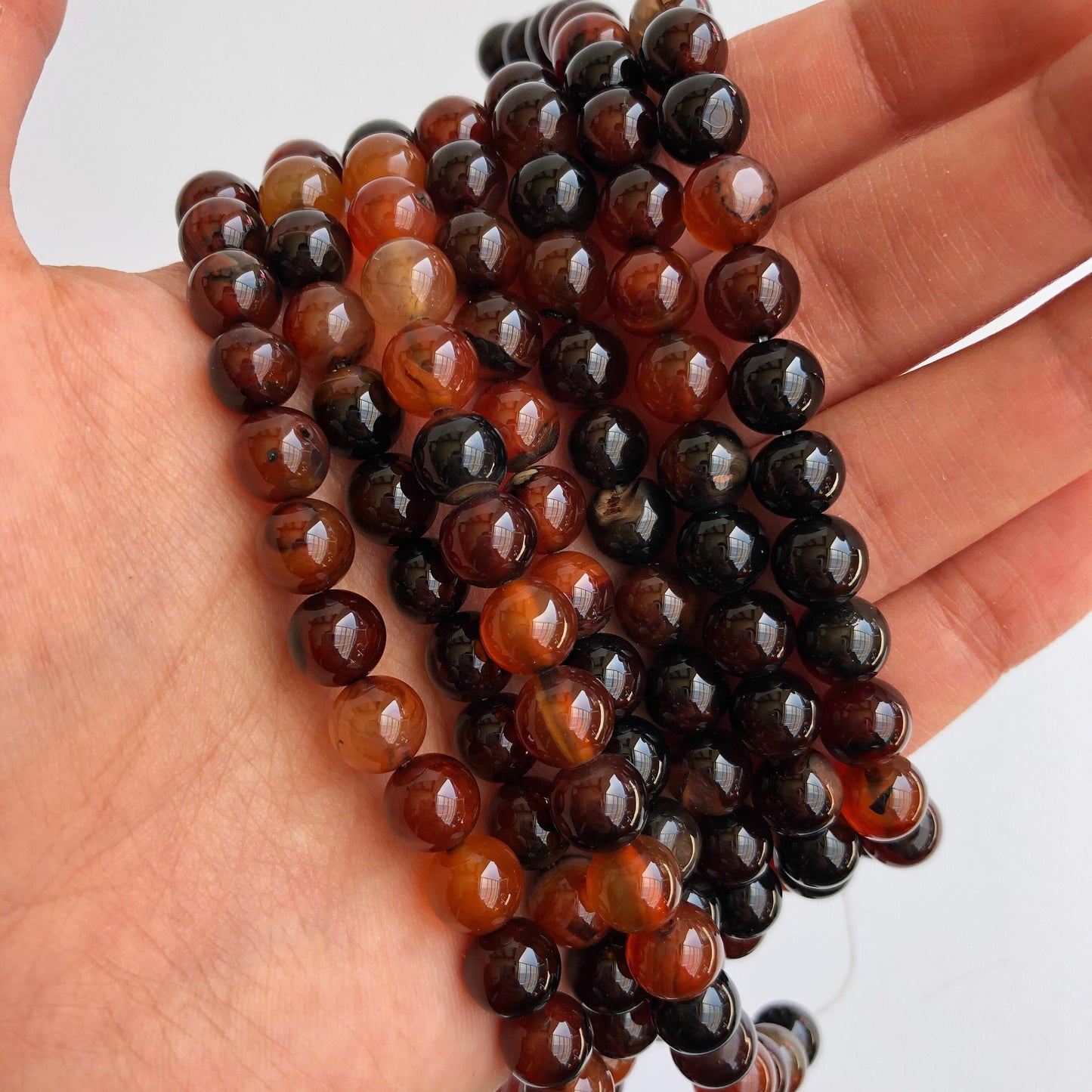 8mm Natural Dark Red Agate Gemstone Beads 22X Piece Strand 7" Craft Bead