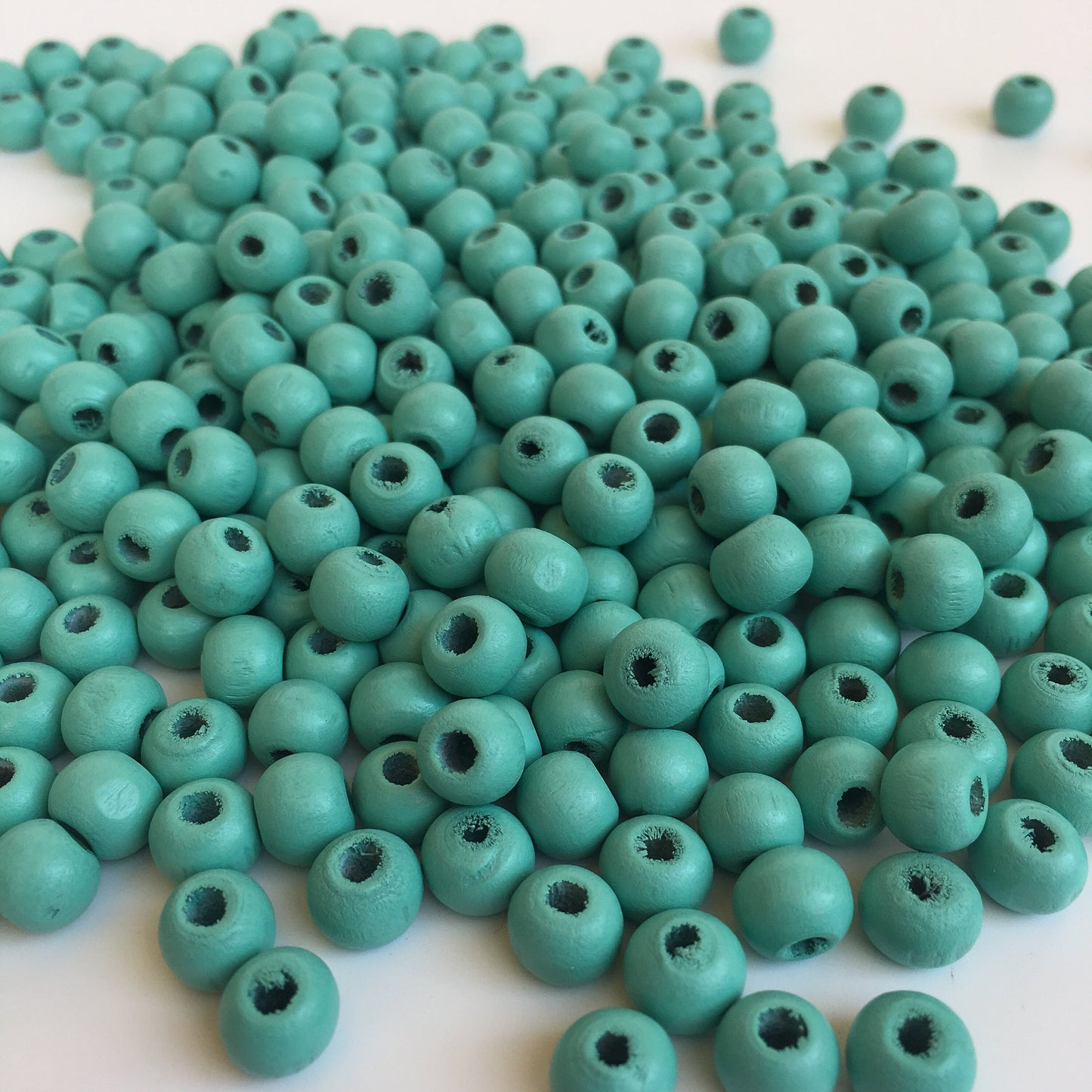 Mint Green Wood Bead 8mm Round Wooden Craft Beads 100 Pieces