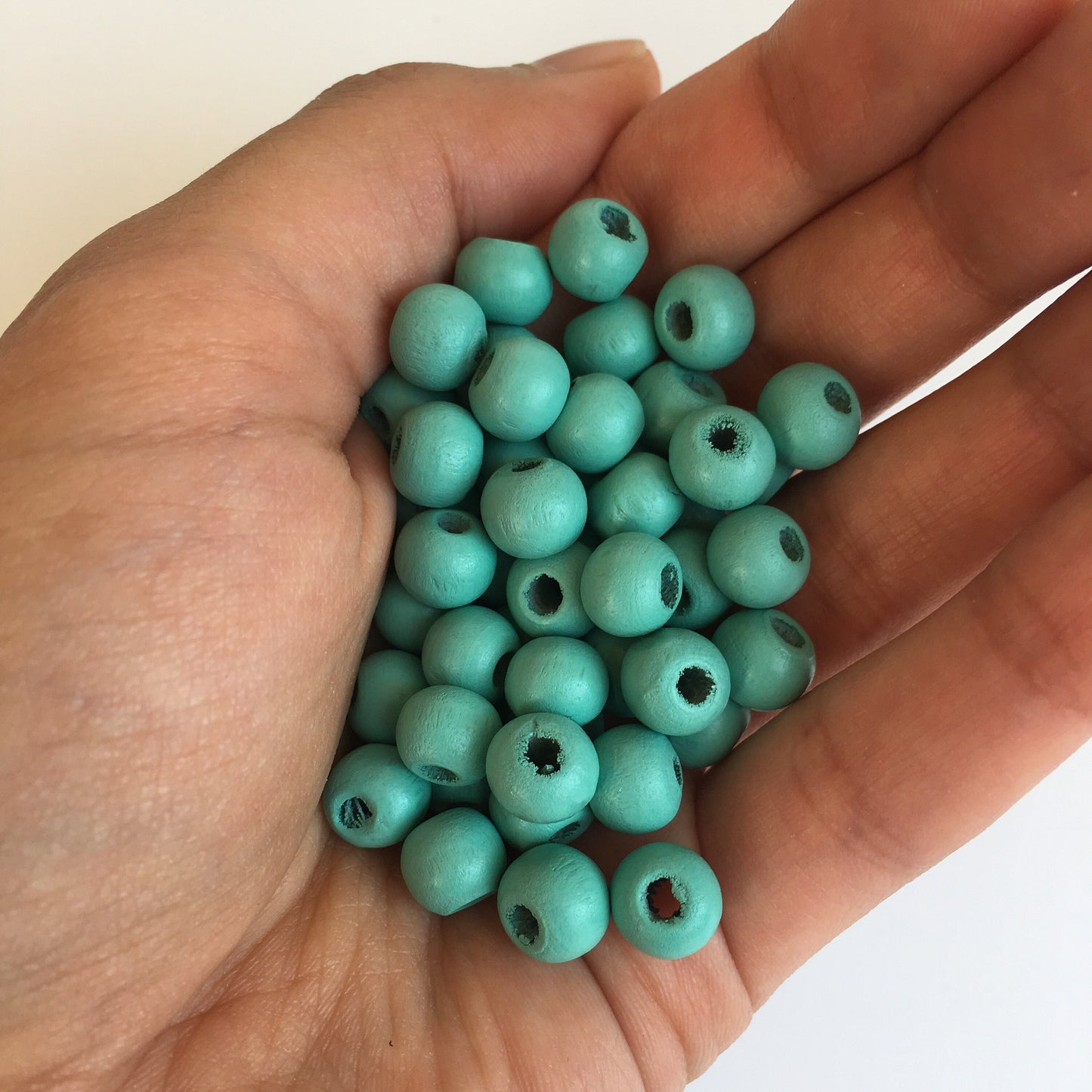 Mint Green Wood Bead 8mm Round Wooden Craft Beads 100 Pieces