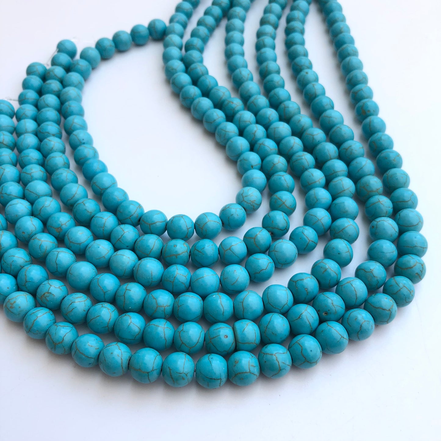 50X Antique Turquoise Blue Gemstone Bead 8mm Round Howlite Beads 38cm Strand