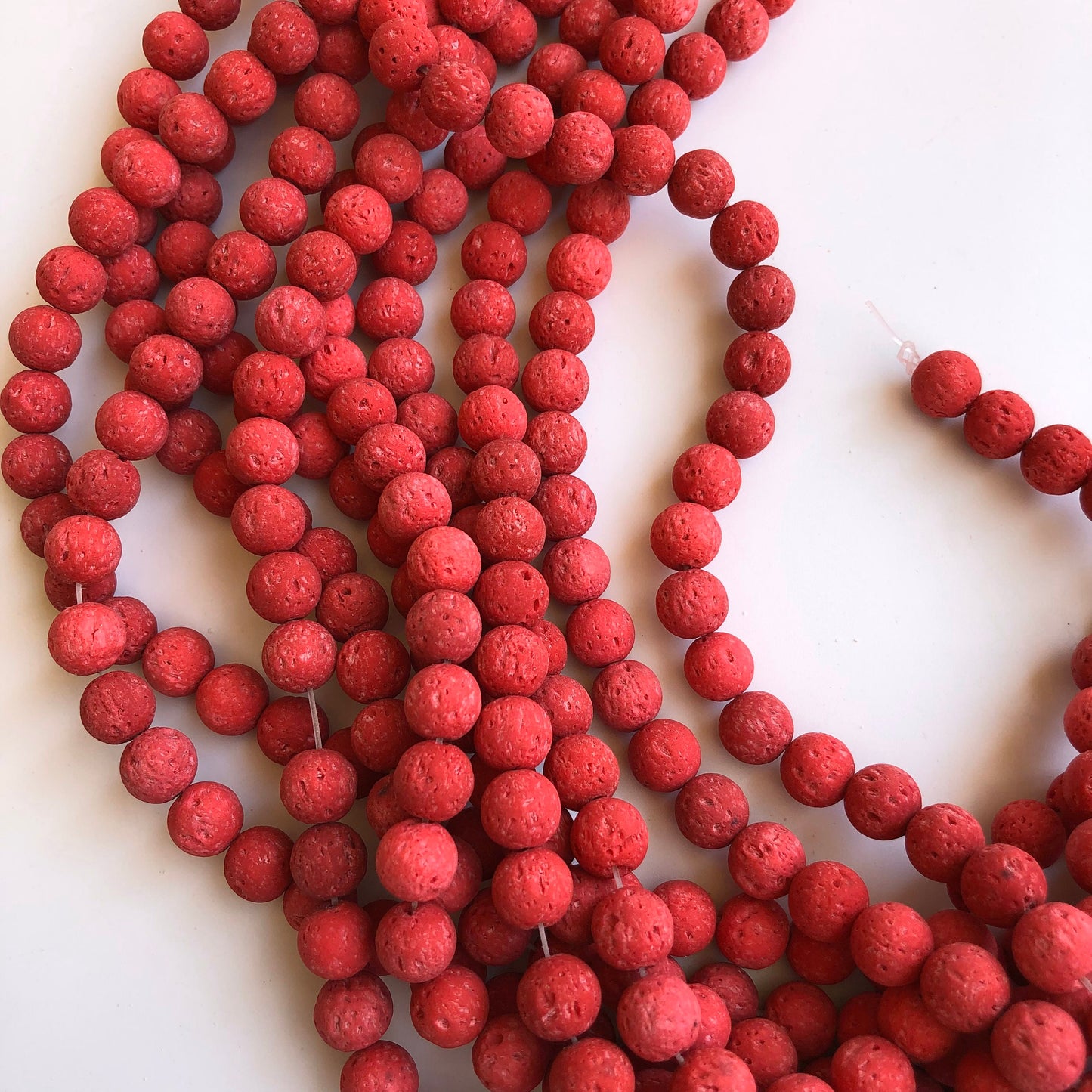 Natural Volcanic Red Lava Bead 39cm Strand 8-8.5mm Round Matte Mineral Beads 47pcs