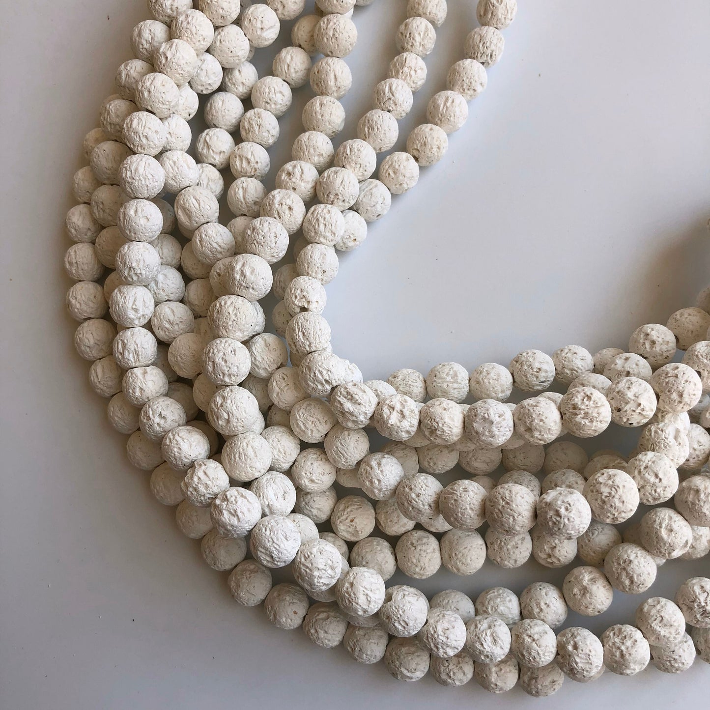 White Volcanic Lava Bead 40cm Strand 10-10.5mm Round Matte Mineral Beads 38pcs