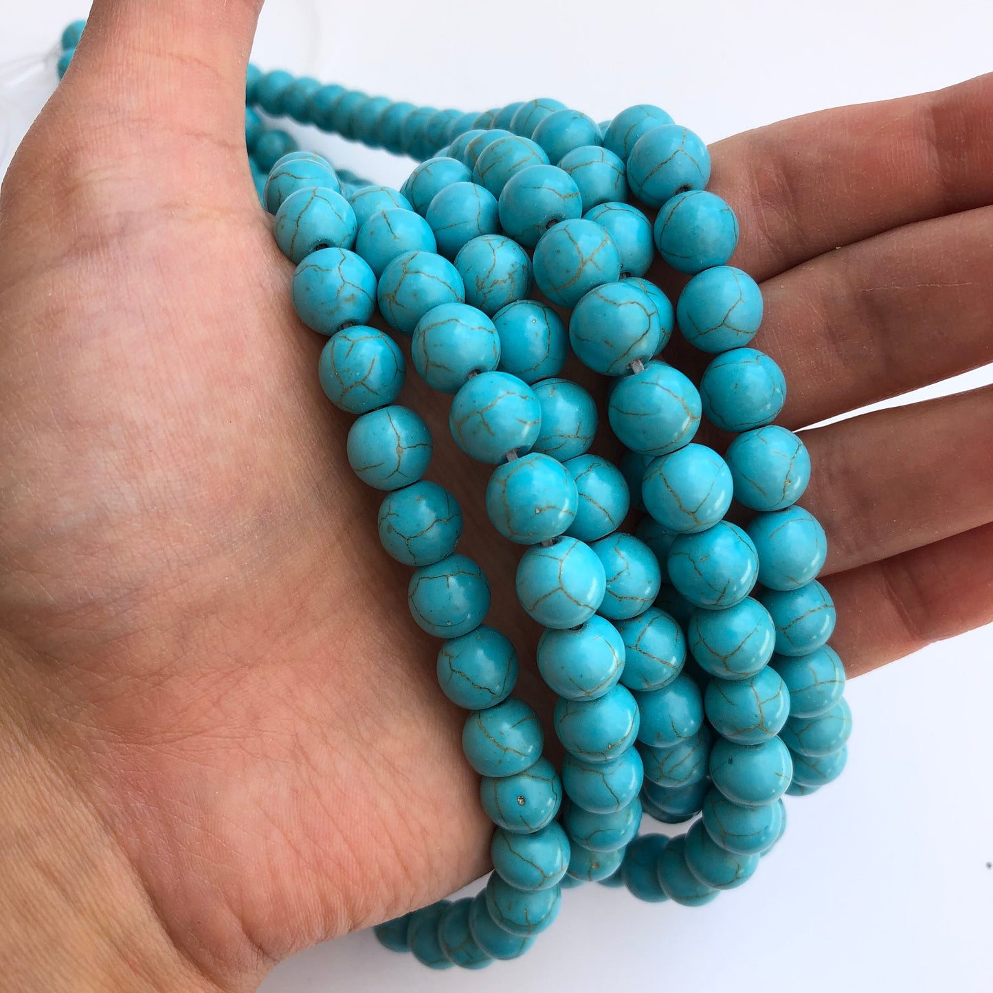 Gemstone Bead Turquoise Blue Beads 8mm Round Antique Bead for Necklace DIY Jewellery Bracelet Strand Beads 40pcs