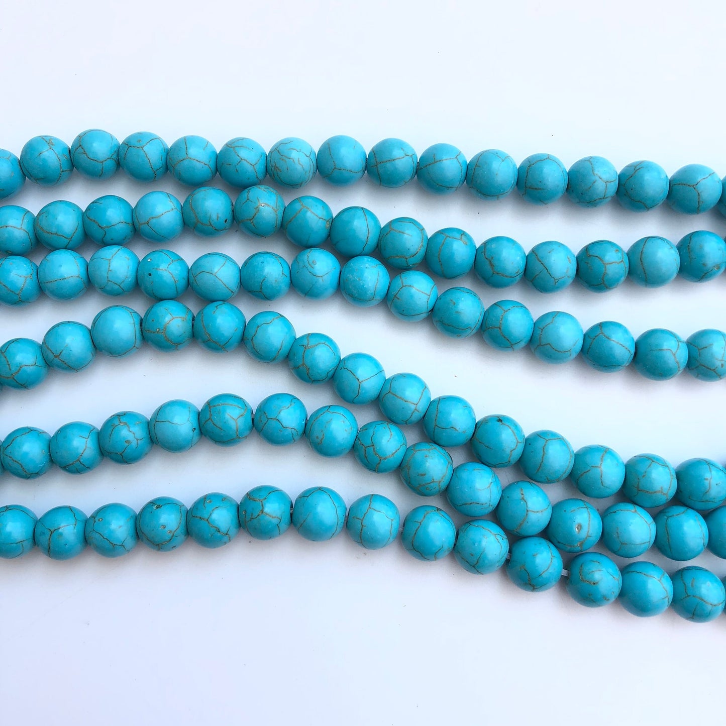 50X Antique Turquoise Blue Gemstone Bead 8mm Round Howlite Beads 38cm Strand