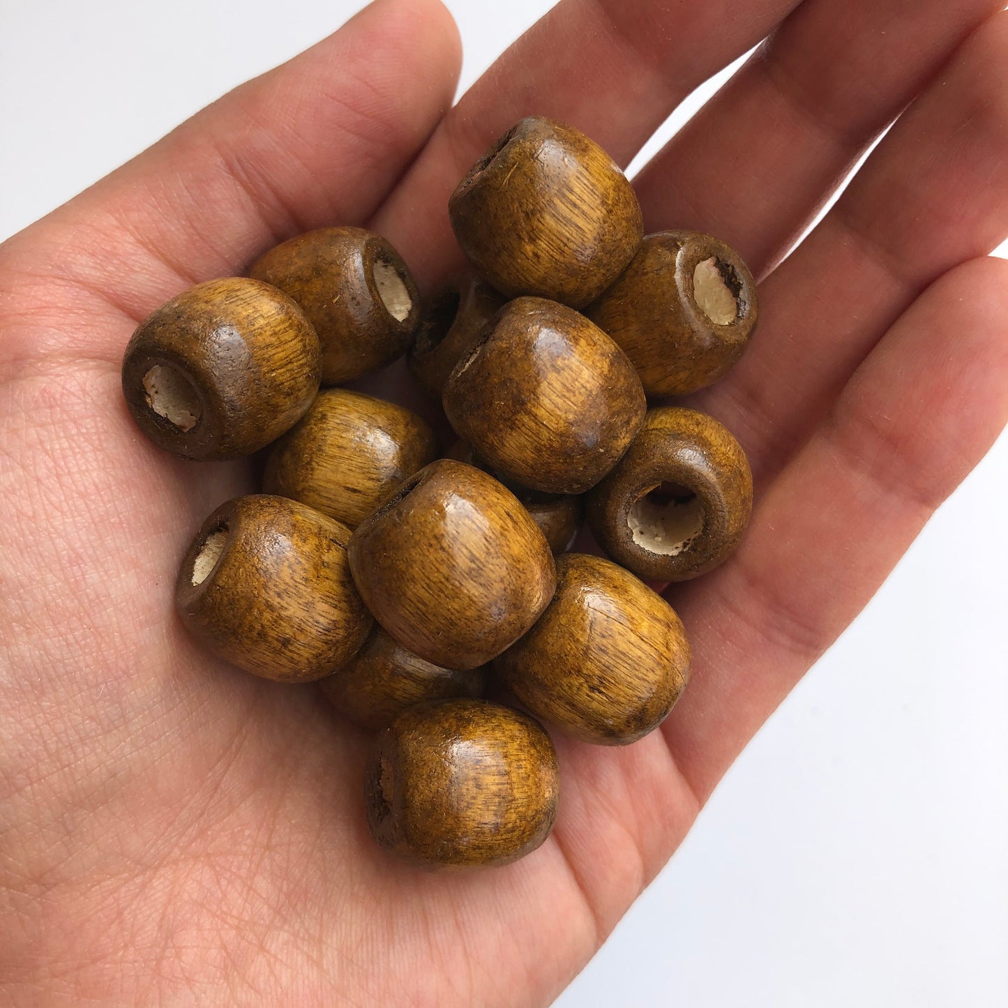 Honey Brown Macrame Bead 16mm Drum Barrel Shape Wood Craft Bead 25 Pieces