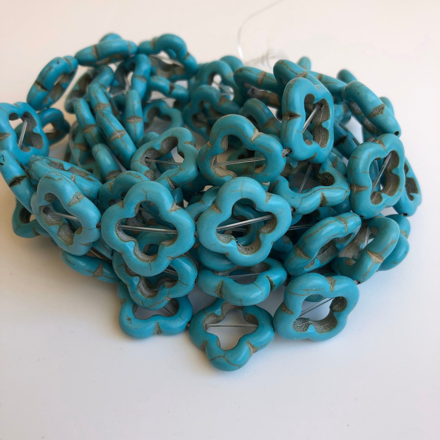 20X Antique Turquoise Blue Bead Frame 20mm Moroccan Window Frame Beads 40cm Strand