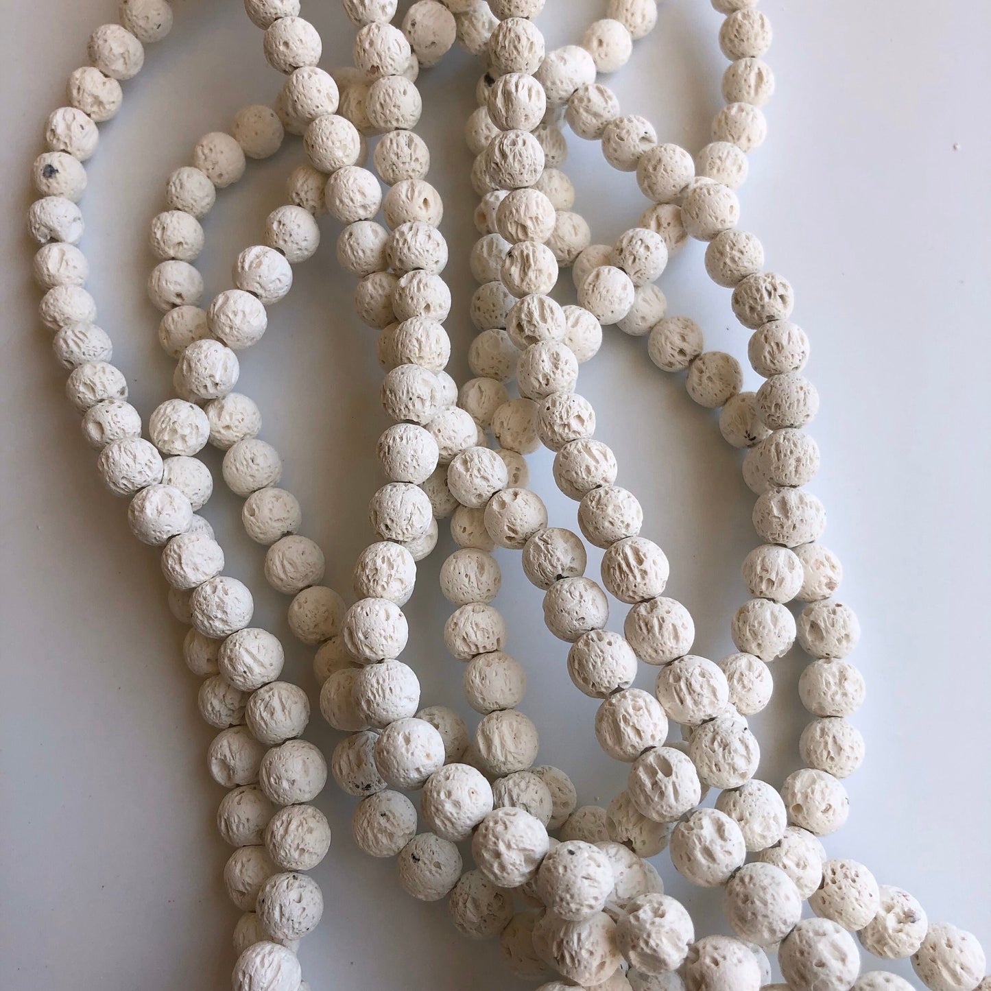 Natural White Volcanic Lava Bead 39cm Strand 8-8.5mm Round Matte Mineral Beads 47pcs