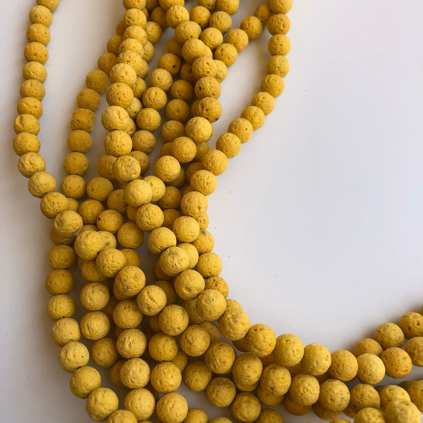 Natural Volcanic Lava Bead Yellow 39cm Strand 8-8.5mm Round Matte Mineral Beads 47pcs