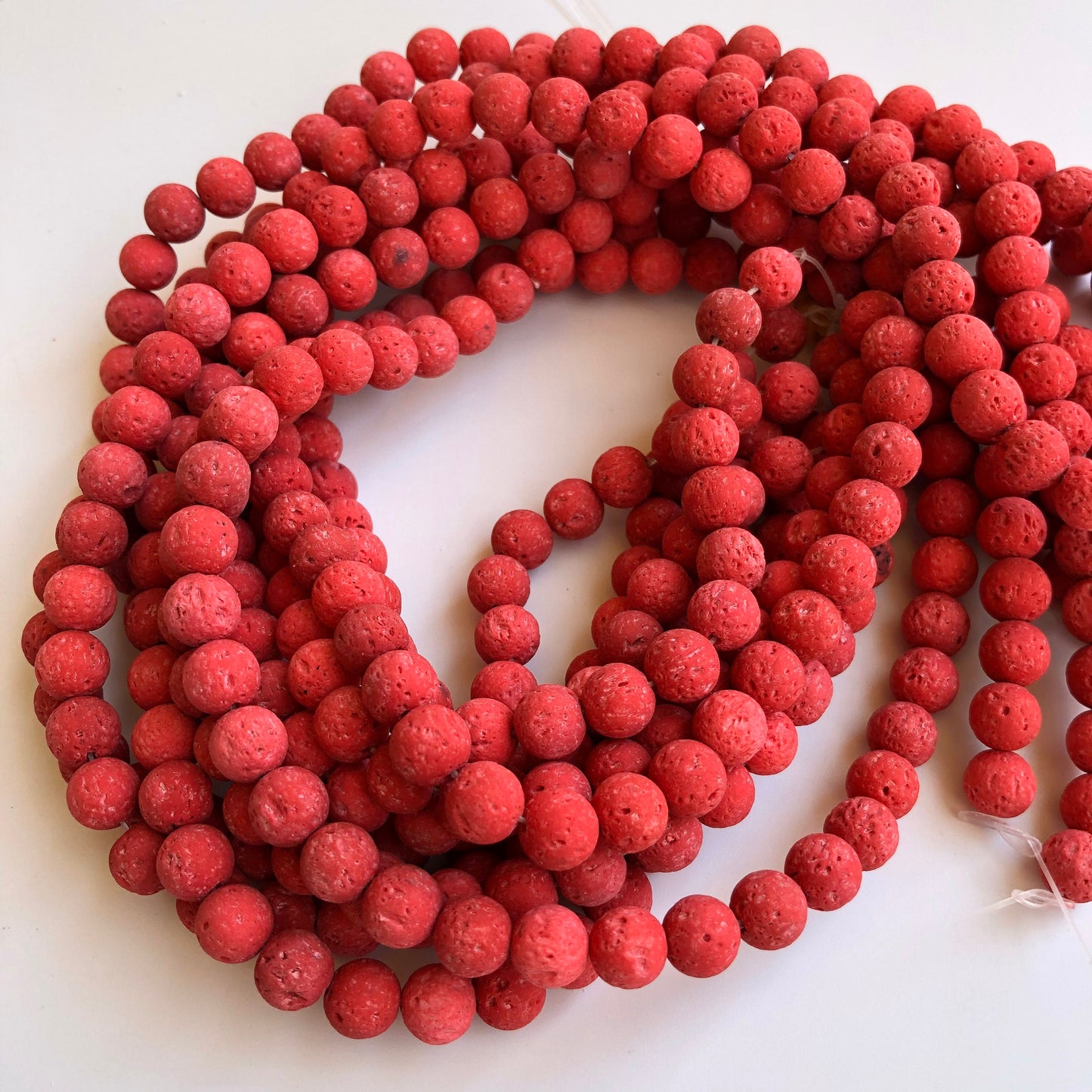 Natural Volcanic Red Lava Bead 39cm Strand 8-8.5mm Round Matte Mineral Beads 47pcs