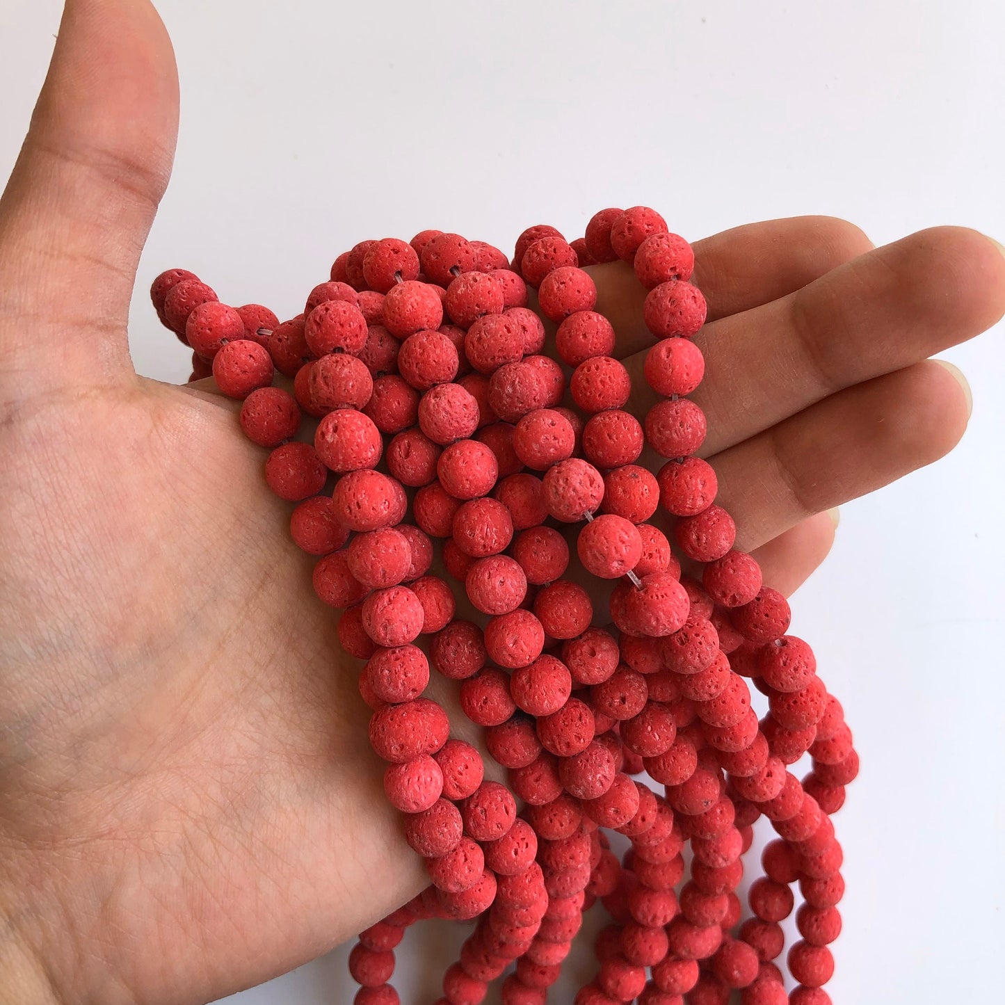 Natural Volcanic Red Lava Bead 39cm Strand 8-8.5mm Round Matte Mineral Beads 47pcs