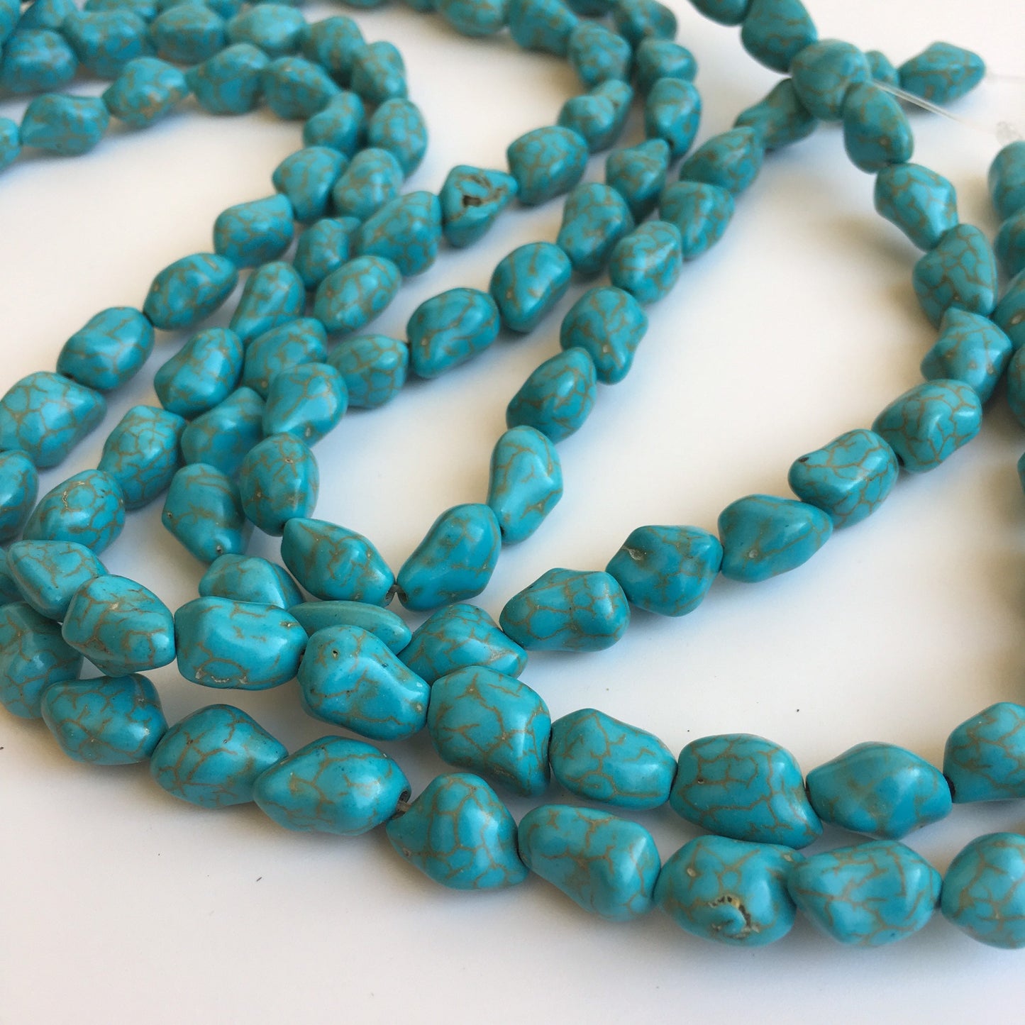 Antique Turquoise Blue Beads 12x9m Gemstone Nugget Strand Bead 32pcs